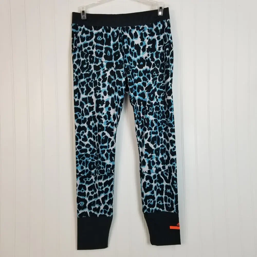 Adidas‎ Stella McCartney Leopard Print Running Legging Blue Black Small